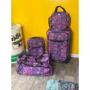 TAG Travel Springfield III Printed 5PC Suitcase Luggage Purple Floral